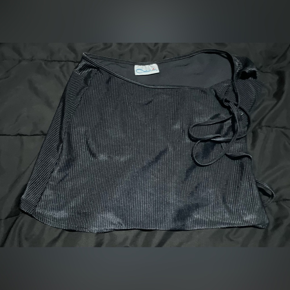 90s y2k black swim skirt cover up